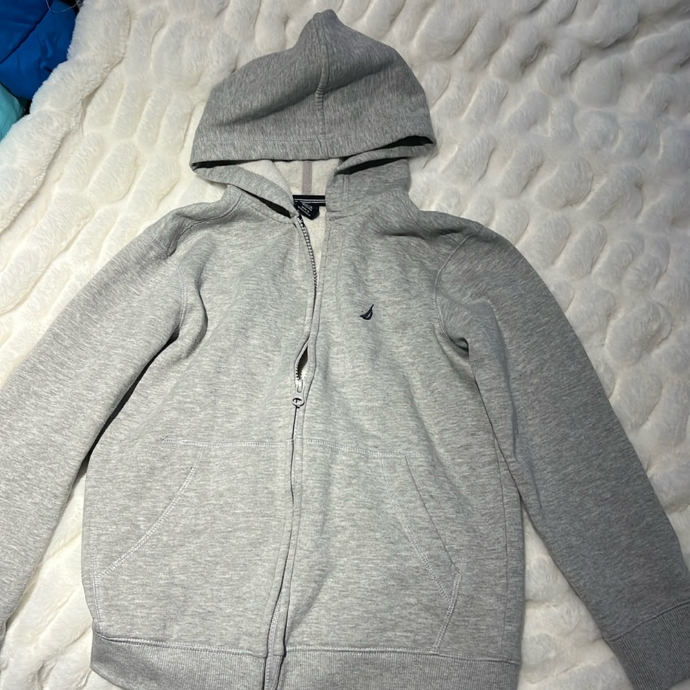 Boys Gray Nautica Zip Hoodie